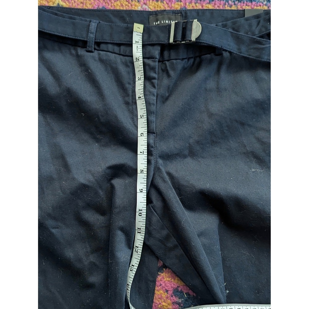 NWT The Limited Drew Fit Navy Blue Belted Wide Leg Trousers Pants Office SIZE 10 - Picture 10 of 11